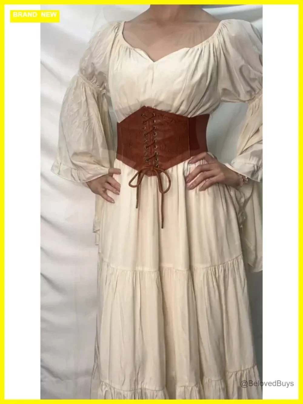 Renaissance Corset Belt Wide Elastic Waist Belt Women Medieval Lace Up Faux